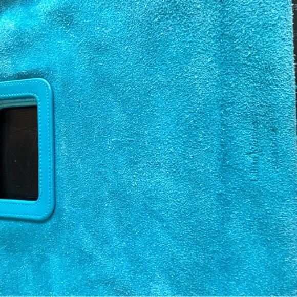 Blue Suede Handbag- clutch- leather- boho- color pop - western - Picture 8 of 11